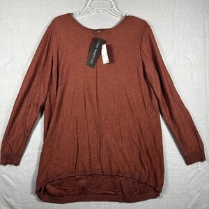 Two Twenty Five Sweater Womens 2XL Rust Cashmere Blend Pullover Zip Back NWT $78